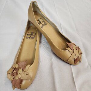 Pops by Versilia | Leather Flower Embellishment Ballet Flats NWOB